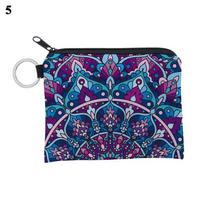 Boho Change Maža monetinė piniginė Mini piniginė Monetų krepšelis Gėlių rašto dėklas Vandeniui atsparus su užtrauktuku Išskirtinė dovana moterims mergaitėms gray