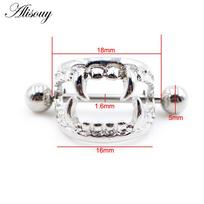 Alisouy 2PCS Stainless Steel Alloy Sexy Women Girl Tusks Teeth  Rings Shield Barbell Ear Earrings Piercing Body Jewelry Style2 sidabras