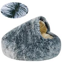 Minkštos pliušinės šunų lovos su užvalkalu Apvali katės lova mažiems, vidutiniams ir dideliems šunims Namelis lova katės namelis šunims 2 viename miego lizdas S 40CM