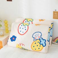 Thai Children's Latex Pillow, Cotton Pillowcase, Student Cartoon Fresh Pillow, Neck Protection Pillow, Pillow Core for Sleeping 27 * 44 * 6cm