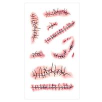 1Pcs Halloween Zombie Scars Tattoos With Fake Bloody Makeup Halloween Decoration Wound Scary Blood Injury Tattoo Stickers