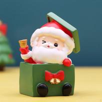 Christmas Decorative Figure, Resin Sculpture for Shelf, Office Ornament Santa in A Box