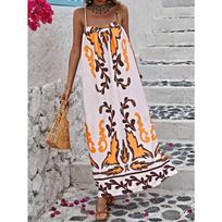 Pavasario/vasaros Sexy Halter Print Suknelė Laisvas laisvalaikio kombinezonas S balta