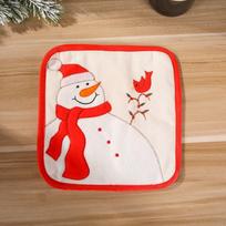 Kalėdinis Sniego Senio Stalo Padėkliukas ir Mikrobangų Pirštinė Snowman Placemat red