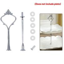 2/3Tier Plastic Cake Stand Afternoon Tea Wedding Plates Party Embossed Tableware Silver-2layers white