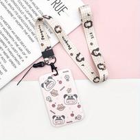 2-piece Anti Loss Cartoon Card Case, Durable Student Bus Subway Access Card Protection Case, Hanging Rope Campus Card Case white