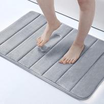 Vienos spalvos tualeto grindų kilimėlis Koralų aksomo kilimas Atminties medvilnės Viešbučio durų zonos Absorbuojantis Neslystantis kilimėlis 40 * 60cm (memory cotton) gray