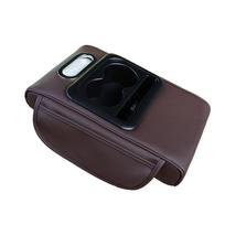 Universal Car Armrest Pad with Cup Holder and Storage Compartments black