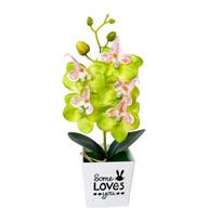 LCP Artificial Butterfly Orchid Bonsai Fake Flower with Pot Home Furniture Decor ADM žalia