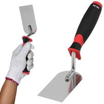 Mūrininko glaistyklė iš nerūdijančio plieno 100 mm x 50 mm su gumine rankena - KOTARBAU® raudona