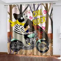 Kids Animal Printed Blackout Curtains Baby Boy Girl Bedroom Window Curtain Cartoon Drapes for Kitchen Living Room Decor W132cm x H160cm&Hook