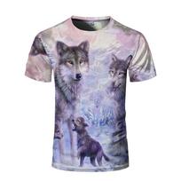 2024 Wolf T Shirt For Mens Animal Print Short Sleeve Top 3D Casual Street Man's T-shirt Oversized Tee Shirt Men Vintage Clothing S gray