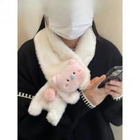 Pig Winter Warm Cartoon Mittens with Thick Plush Gloves Hanging Neck Students Cold Two Sets snotty Pig scarf balta