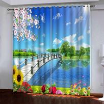 Custom Japanese Landscape Curtains Mount Fuji Red Maple Tree Theme Japanese Restaurant Window Semi-blackout Curtains 2Panels (50Wx50H)x2(CM)&Rod Pocket blue