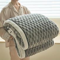 Reversible Microfiber Chunky Knit Pom-Pom Embellished Bed Blanket - Contemporary Style, Solid Pattern, Multipurpose for Bedroom, Living Room, Office 59.06x78.7in/150x200cm pilka