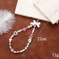 Beaded Phone Case Wrist Strap Fashion Chain Jewelry Key Chains Ideal Gift Keyring Bangle With Cartoon Bear