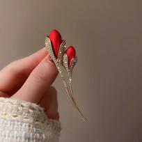High-Grade Tulip Bridal Rose Brooch Women Niche Design Models Elegant Bridesmaid Corsages gray