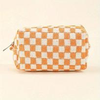 Ins Colorful Checkerboard Plush Clutch Makeup Bag Large Capacity Cosmetic Storage Bag Skincare Organizer Toiletries Bag
