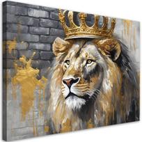 Drobės spaudinys, Liūtas Karalius Karūna 60x40 geltona