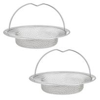 2Pcs Stainless Steel Sink Filter Strainers with Handle Hair Catcher 4.3  Diameter Reusable Rust-Proof Sinks Strainer Built-in Design Kitchen 2pcs