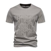 Men's Short Sleeved T-shirt With Large Area Embroidery Men's Casual T-shirt XXL chaki