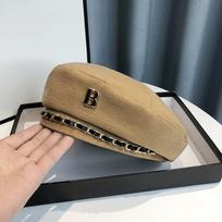 Women's Fashion Beret Cap with Letter B, Korean Style, Solid Color,Non-Stretch, Lightweight, Hand Wash Only, Beret Hat one size chaki
