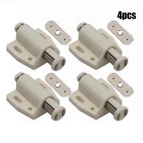 4pcs Single Magnetic Pressure Push To Open Touch Latchs For Wardrobes Cabinet Doors Bathroom Cupboard Doors Catches Hardware smėlis