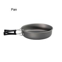 Outdoor camping cookware set aluminum non stick pot portable outdoor tableware cookware cooking pot bowl hiking BBQ picnic gray