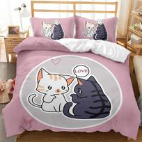 Cat Duvet Cover Queen Size,Cartoon Kitten Sleeping on Crescent Moon Stars Night Dreams Polyester Comforter Cover for Boys 70x133cm 2pcs