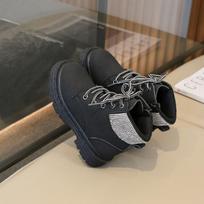Britain Style Shiny 2024 New Unique Girls Boots Spring Autumn Kids Fashion Short Boots Toddler Shoes Classic Pink Black Yellow 26 juoda