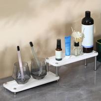 Bathroom Sink Organizer Tidy Container 2 Tier Decorative Fast Drying Tray white