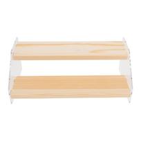 Acrylic Wooden Jewelry Holder Shelf Clay Figure Model Storage Rack Jewelry Showcase Transparent Ladder Shelf Organizer