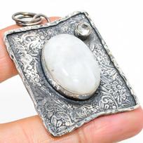 Rainbow Moonstone, Topaz 925 Sterling Silver Jewelry Pendant 2.25  Q0p37