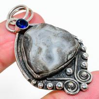 Desert Rose Druzy, Topaz 925 Sterling Silver Jewelry Pendant 2.21  R5A11