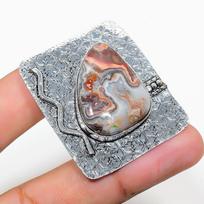 Laguna Lace Agate Handmade 925 Sterling Silver Jewelry Pendant 1.65  y1f47