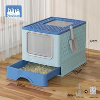 New Large Enclosed Folding Cat Litter Box with UV Sterilization and Deodorization Large gray