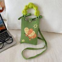 Mini megzta mobiliojo telefono rankinė su nišiniu dizainu, mielas animacinis, universali, nešiojama, kelionėms, per petį, moterims 15*24cm