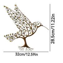 Naujas kolibris su šakomis Metalinė sienos meno dekoracija Svetainės dekoracija gray