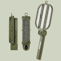 Foldable electric fly swatter Bug catcher 1200mAh rechargeable mosquito light Outdoor portable UV light bug killer žalia