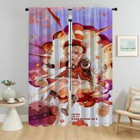 Kitchen Curtains for Bedroom Genshin Impact Elegant Room Curtains 2 Pieces Partition Window Curtain Halloween Decoration Shades W50xH70cmx2pcs-CL gray