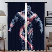 Gym Bodybuilder Blackout Curtain for Room 2 Panel Curtains Child Room Partition Shades Tulle for Bedroom Halloween Decoration W50xH70cmx2pcs-CL