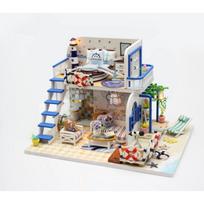 Doll House 3D Puzzle Mini DIY Kit for Making and Assembling Room Toys Architectural Models Home Bedroom Decor beige