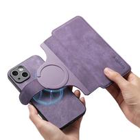 Applicable To IPhone16 Pro Max Mobile Phone Case Magnetic Detachable 14 Pro Card Type Apple 15 Protective Case iPhone 16 Pro Max (large hole) violetinė