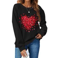 Women Hoodie Valentine Day Women Love Heart Graphic Sweatshirt Crew Neck Long S juoda