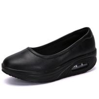 Women's White Leather Rocking Nurse Shoes with Air Cushion, Spring/Autumn, Size 42 35 juoda