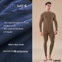 Men's German Velvet Thermal Underwear Set - Thickened for Autumn/Winter with Hyaluronic Acid Moisturizing, Includes Top and Bottom. L kupranugaris