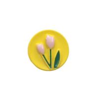 10pcs Beautiful Tulip Buttons 17.5mm Round Plastic Shank Buttons Colorful Tulip Pattern Clothes Accessories 17.5mm geltona