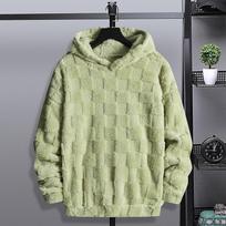 Vyriški žieminiai vilnos megztiniai su gobtuvu – laisvalaikio didelio dydžio striukė White version 1717; XXL European Size beige