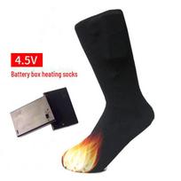 4.5V Šildomos žieminės kojinės su baterijų dėžute pirštų ir vidurio blauzdos šilumai One-size-fits-all + 2 3-cell battery boxes juoda