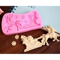 Silicone Xmas Santa Claus Sleigh Deer Sugarcraft Fondant Cake Chocolate Bake Mould ARI